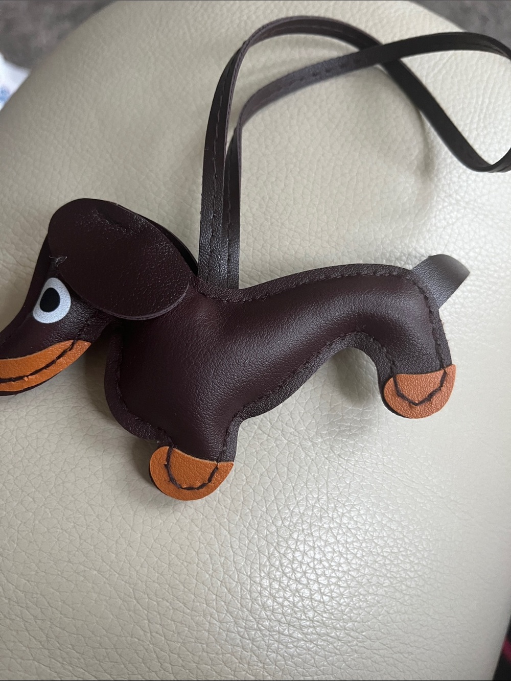 Brown Dachshund Bag Charm  brown faux leather. Cute. New without tags.
